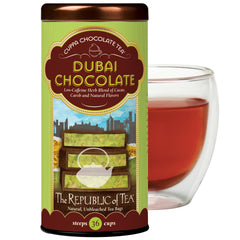 The Republic of Tea teabag close-up with tag, highlighting convenient single-serve quality