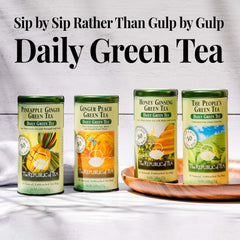 The Republic of Tea tea bag in cup releasing gentle aroma and flavor
