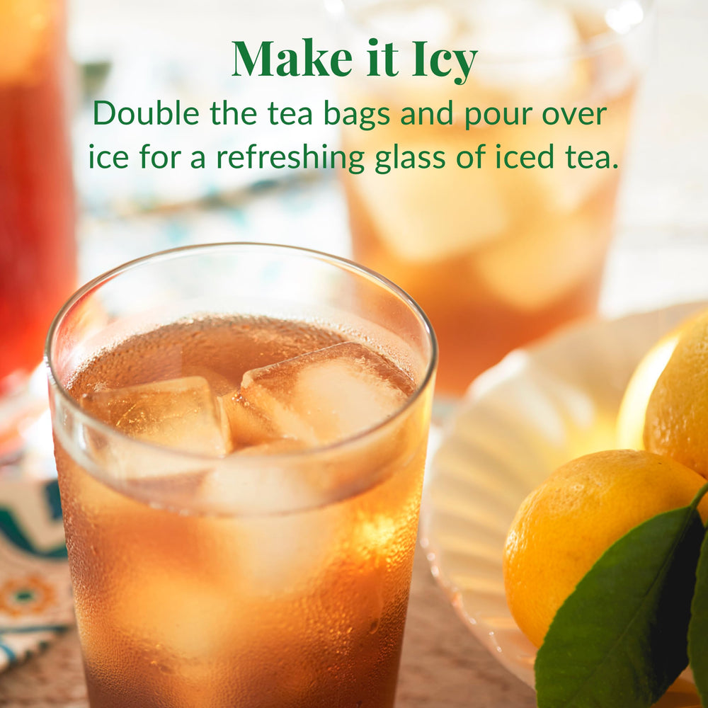 The Republic of Tea iced tea glass demonstrating refreshment and bright apricot notes