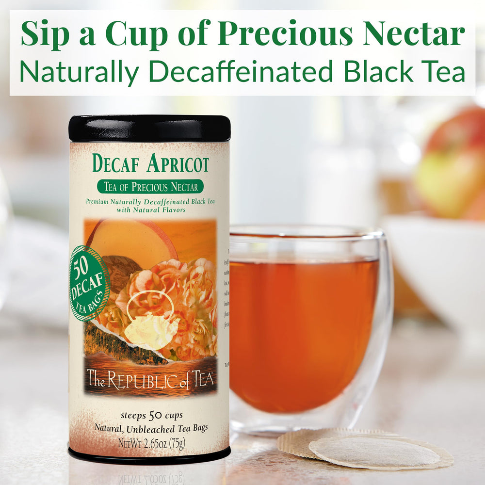 The Republic of Tea tea bag close-up displaying blend texture and convenient single-serve brewing