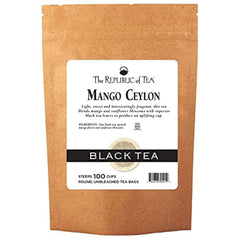 The Republic of Tea front box showing mango Ceylon black tea for pantry appeal