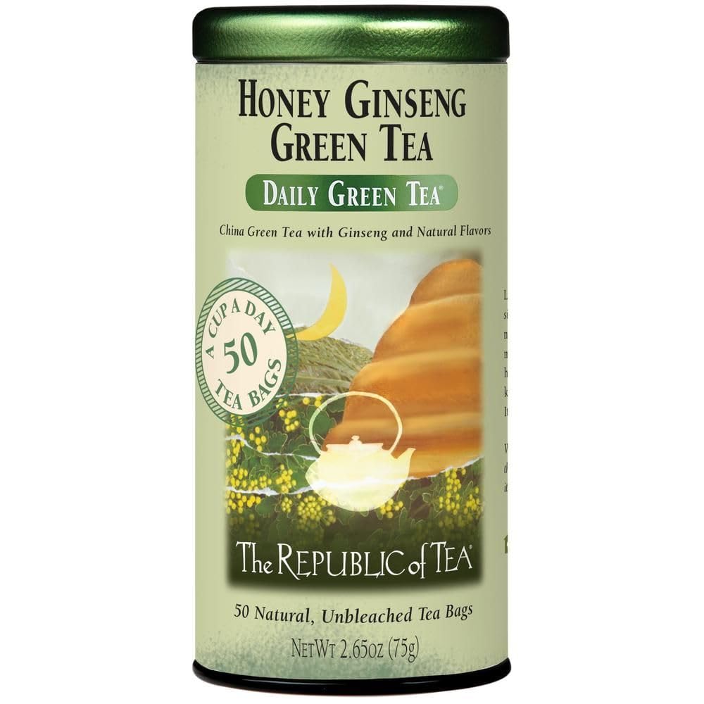 The Republic of Tea front packaging showing product and easy storage benefit