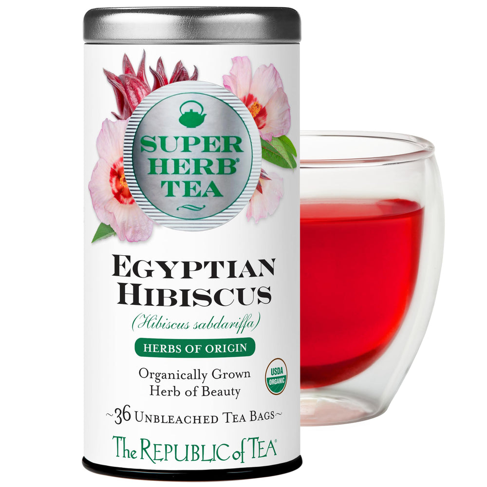 The Republic of Tea front packaging showing box and count, clear origin and benefit