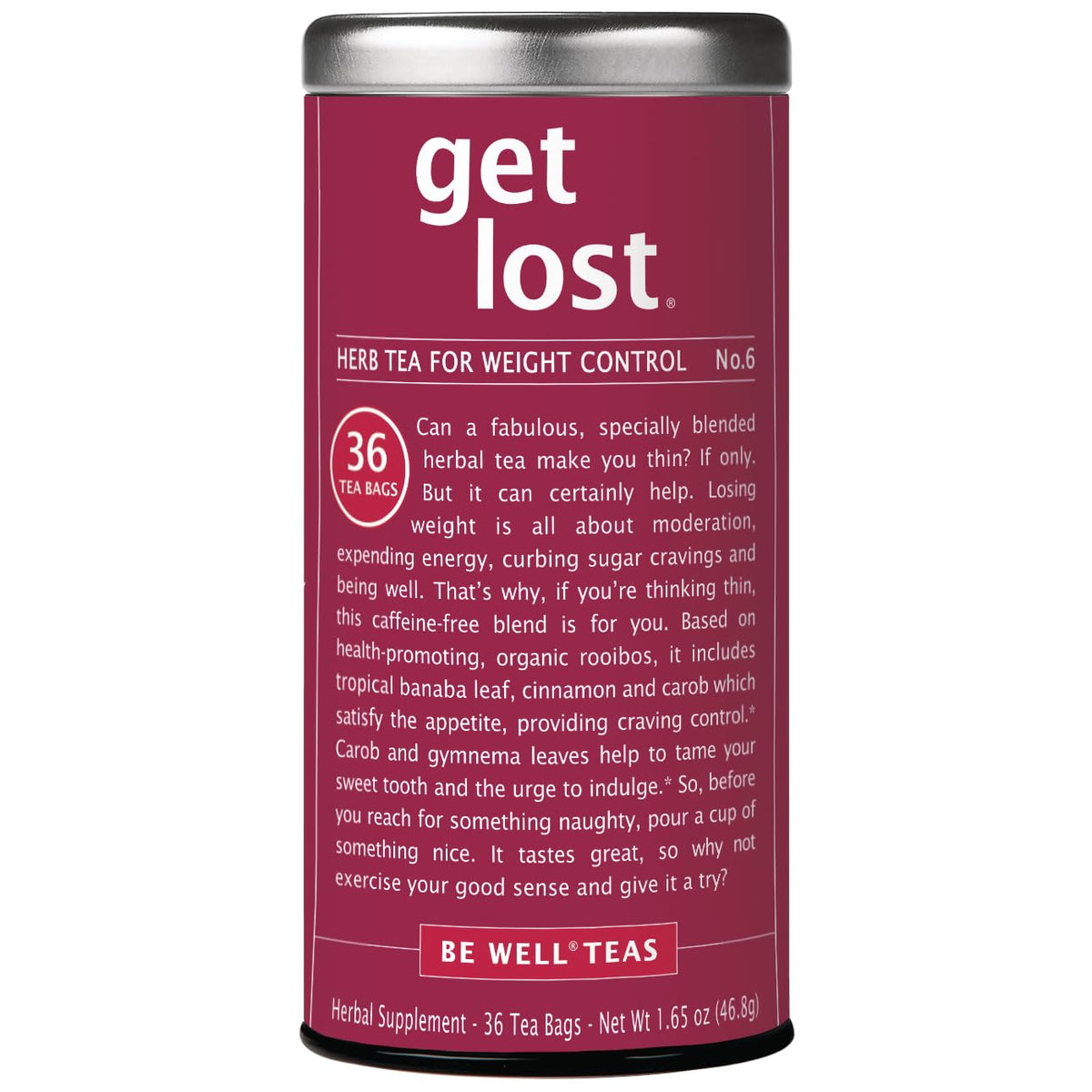 The Republic of Tea Get Lost No.6 tin front view showing product branding and size