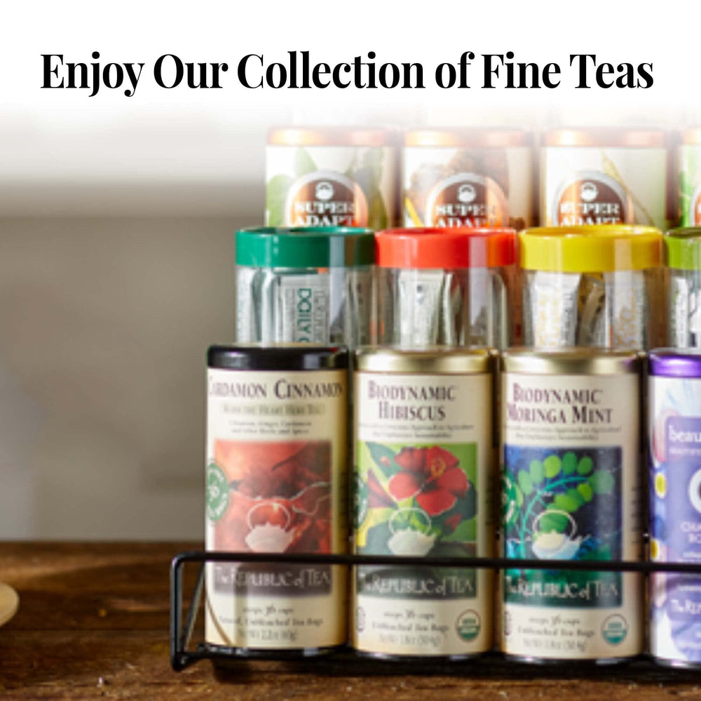 The Republic of Tea ingredient label and kosher mark showing dietary compliance