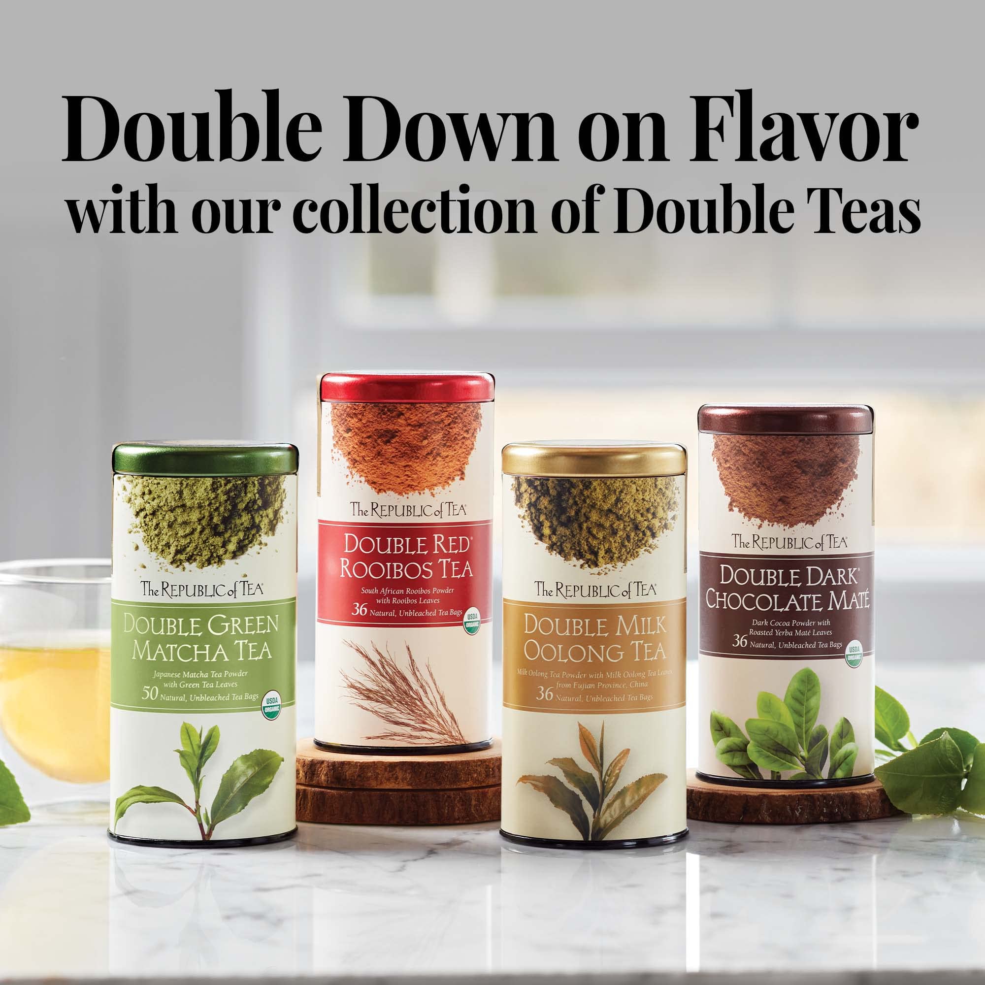 The Republic of Tea lifestyle scene with person enjoying tea for daily calm