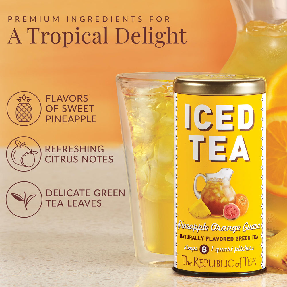 The Republic of Tea pouch close-up showing unbleached texture and clear labeling benefit