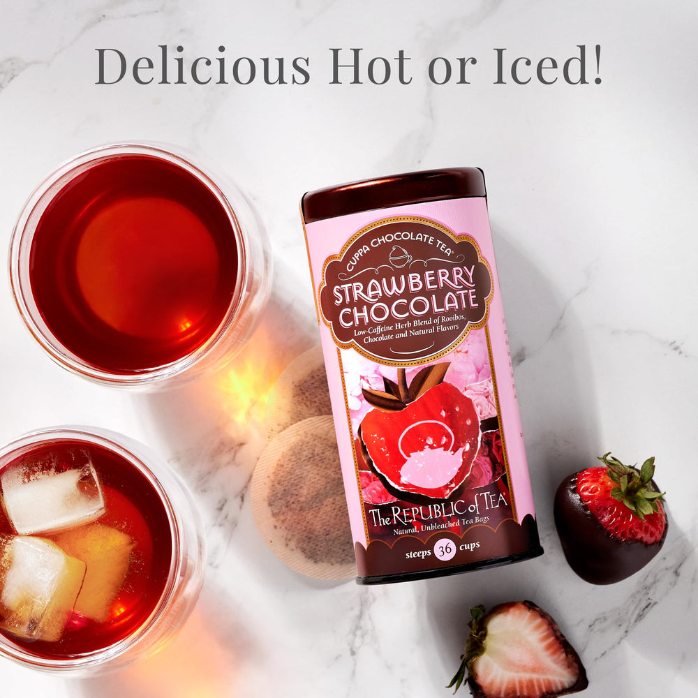 The Republic of Tea poured cup showing warm color and comforting aroma benefit