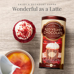 The Republic of Tea rooibos blend detail with beet root bits showing natural ingredients and color
