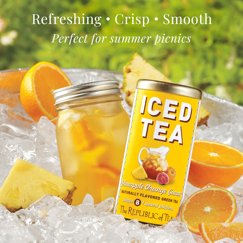 The Republic of Tea served outdoors in a glass highlighting summer entertaining ease