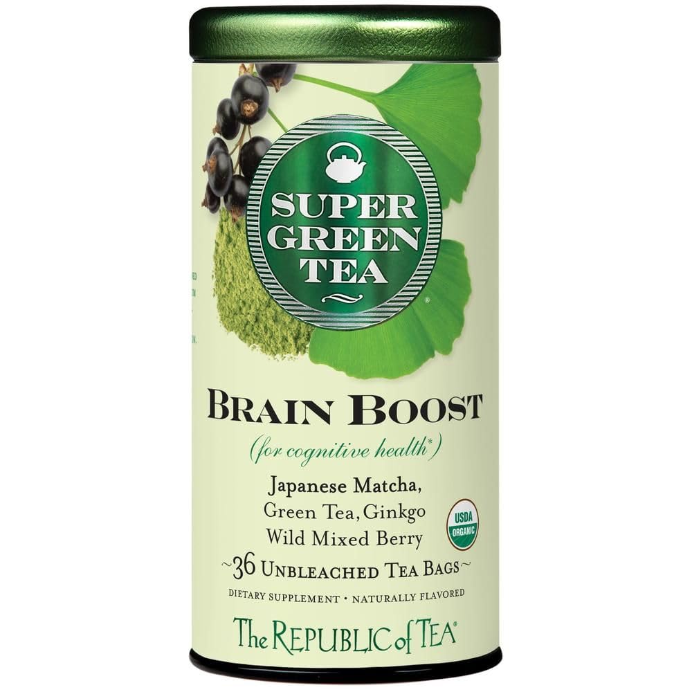 The Republic of Tea front packaging showing product benefits and count