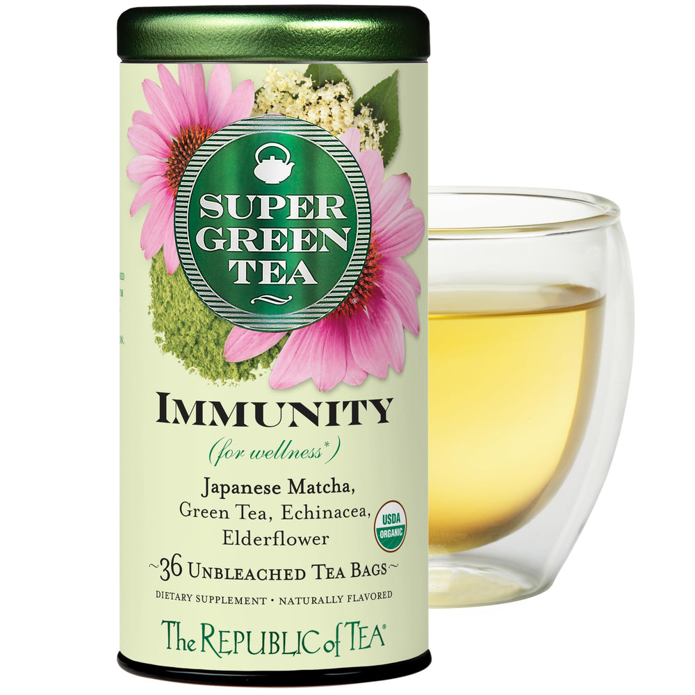 The Republic of Tea tea bag close-up highlighting tag and clean single-serve convenience