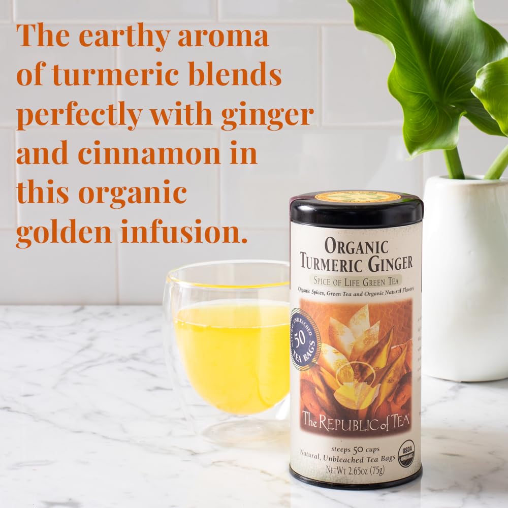The Republic of Tea tea bag close-up highlighting blend texture and easy steeping