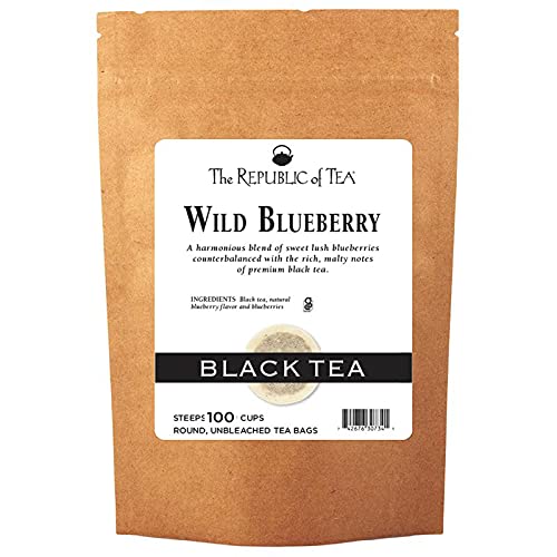 The Republic of Tea front packaging showing refill pouch and quantity benefits