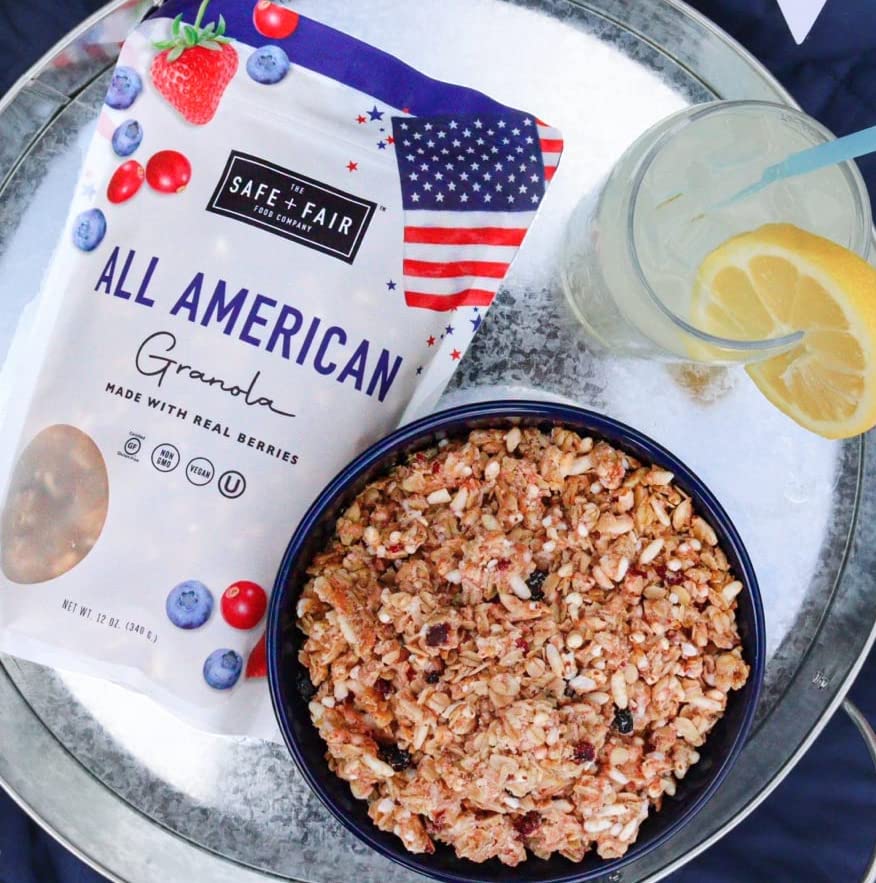 The Safe + Fair Food Company granola in a bowl ready to serve adding texture to breakfast
