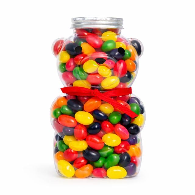 The Snackery bear jar front view showing clear container and silver lid, gift-ready display