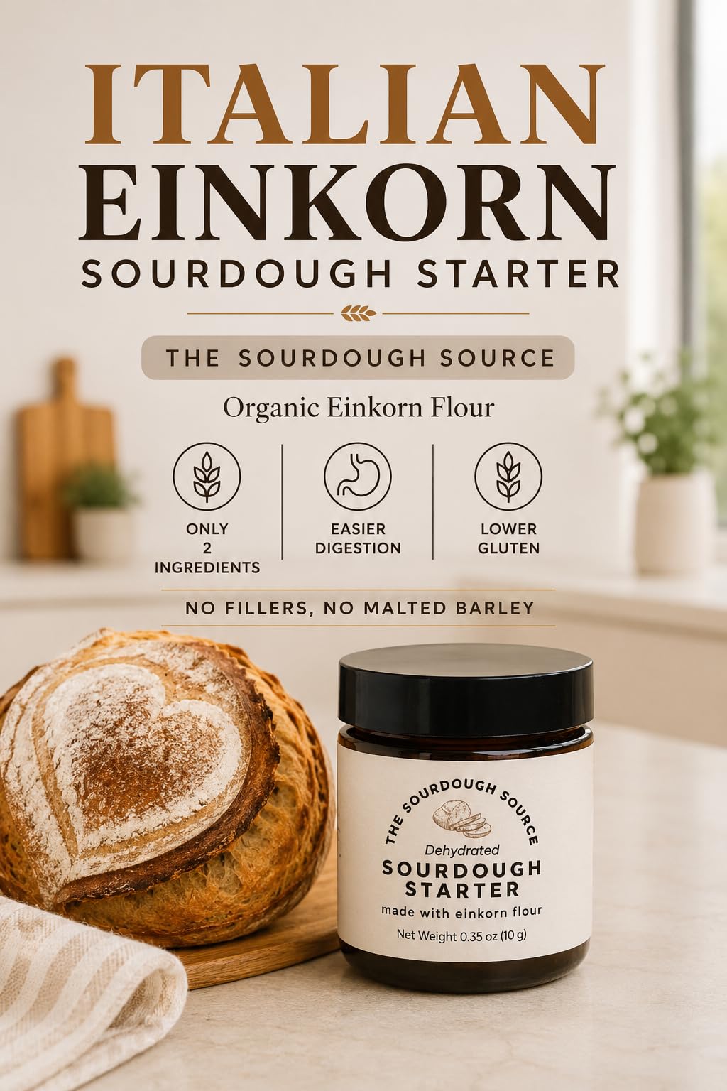 The Sourdough Source jar in hand for scale to show compact, two-serving convenience