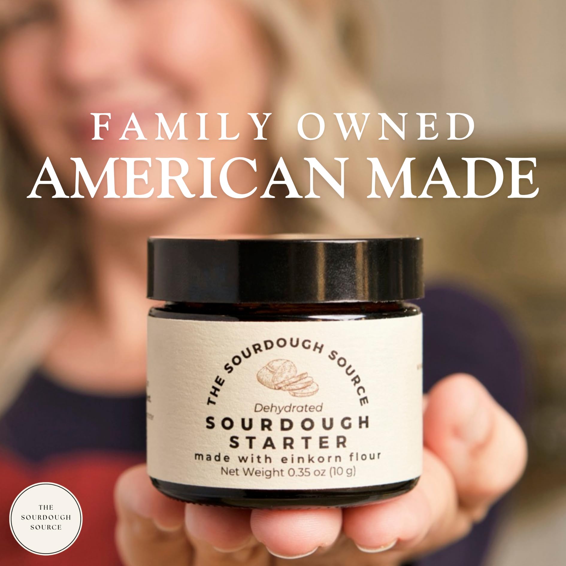 The Sourdough Source measuring spoon scooping starter for precise, mess-free activation