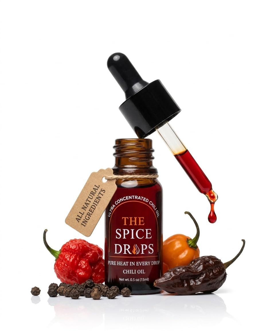 The Spice Drops front label showing compact bottle and brand clarity for easy recognition