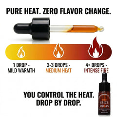 The Spice Drops oil texture in dish highlighting pure concentrated heat without flavor change