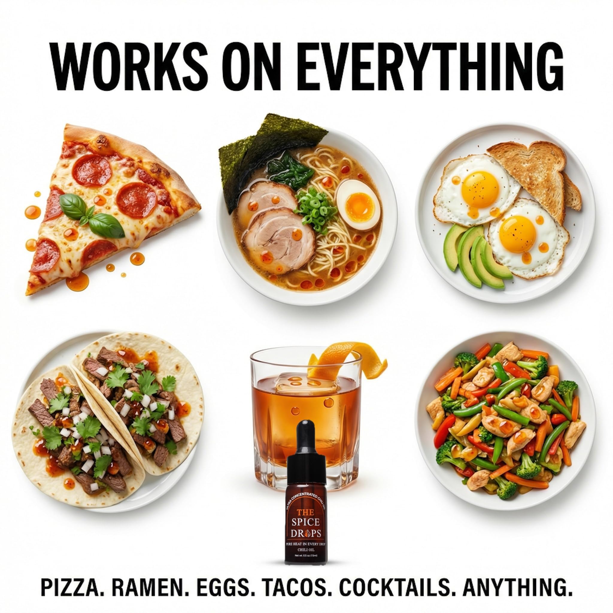 The Spice Drops applied to pizza slice showing controlled heat enhancement without sogginess