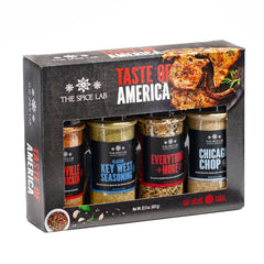 The Spice Lab box front shot showing the gourmet spice set and gift-ready packaging benefit
