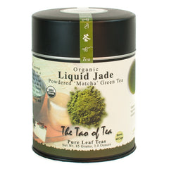 The Tao of Tea Liquid Jade front tin showing organic label and packaging benefit