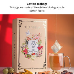 THE VEDAS pyramid teabag detail showing full-leaf expansion for richer infusion