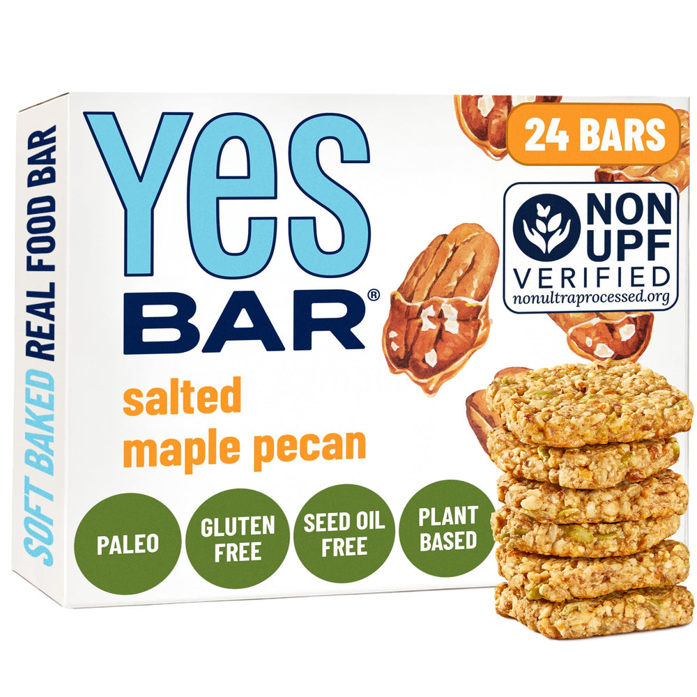 The YES Bar front packaging showing 24-count box and premium branding benefit convenience