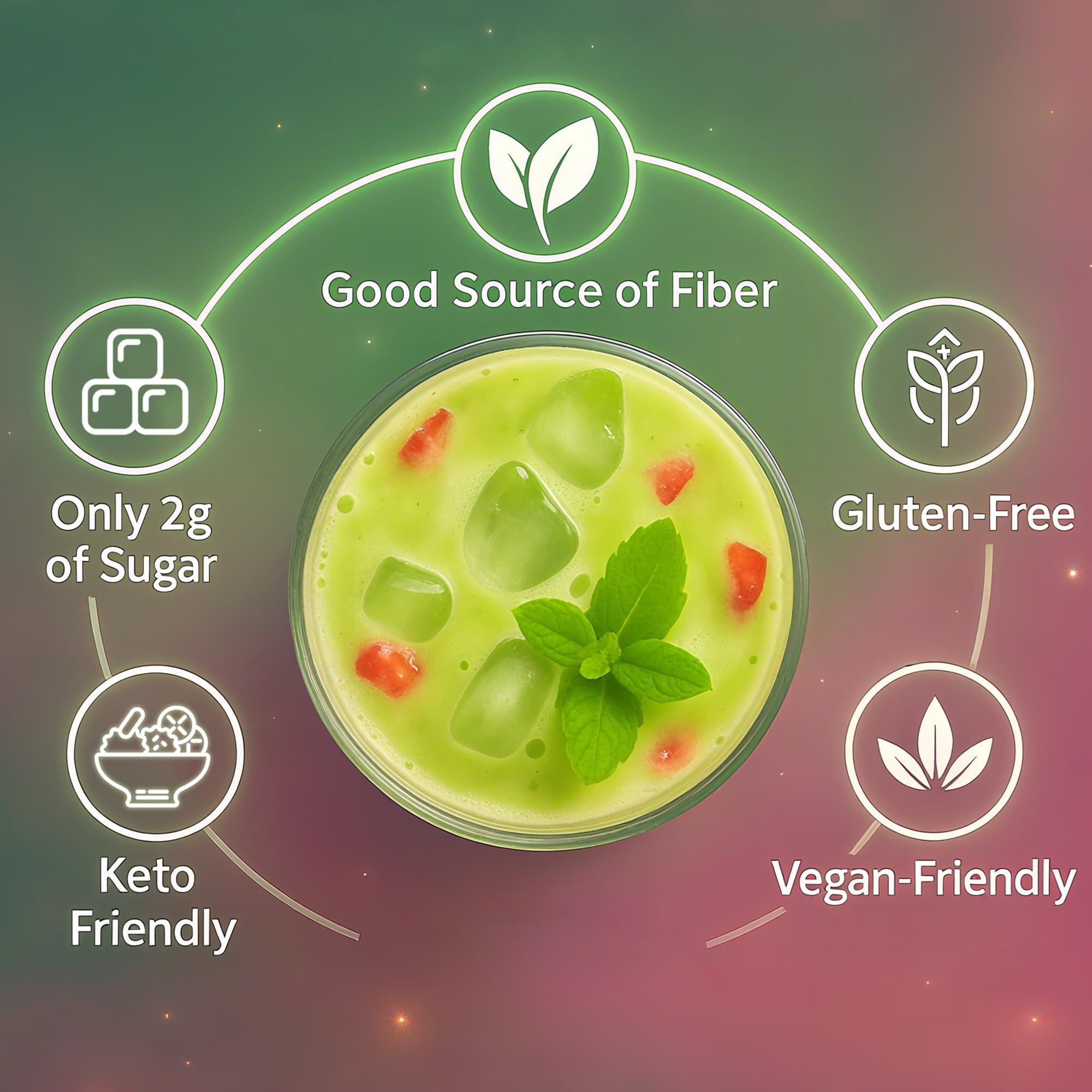 THEANECHO ingredients label closeup highlighting natural, low-sugar formulation