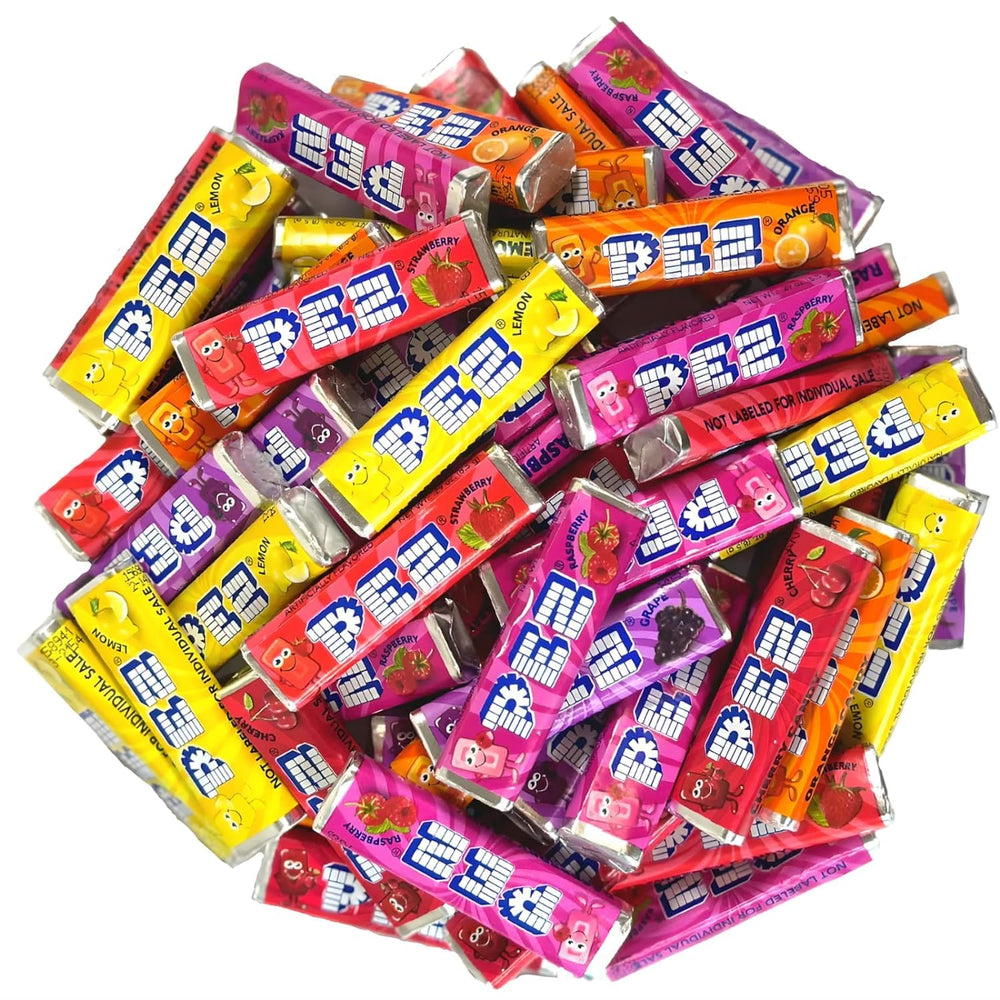 TheCandyCo PEZ front packaging showing variety bag and assortment benefit
