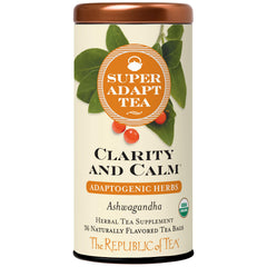 The Republic of Tea front box showing SuperAdapt clarity and calm benefits