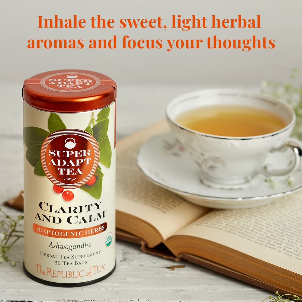 The Republic of Tea arranged ingredients showing ashwagandha and botanicals