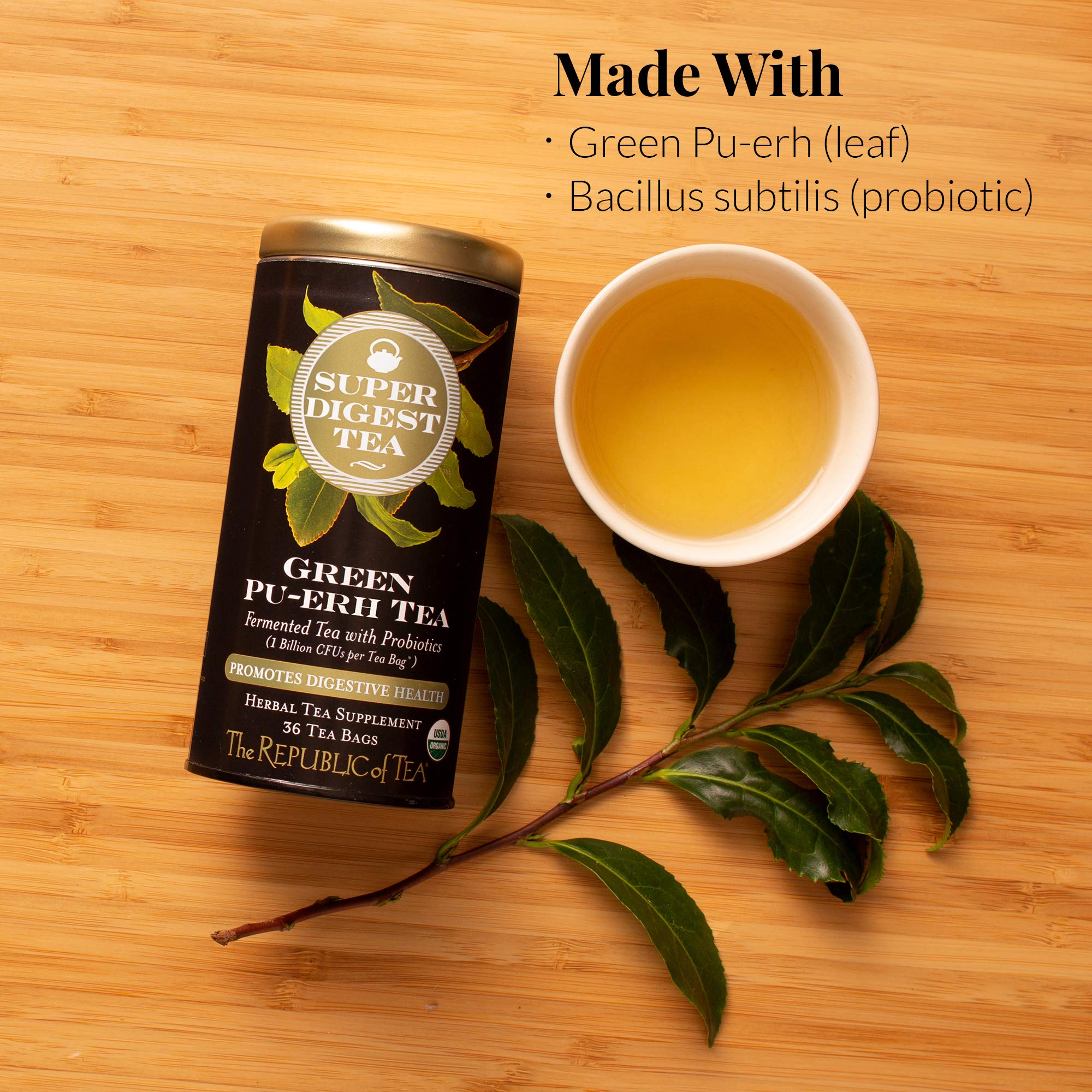The Republic of Tea brewed cup showcasing clear color and smooth aroma