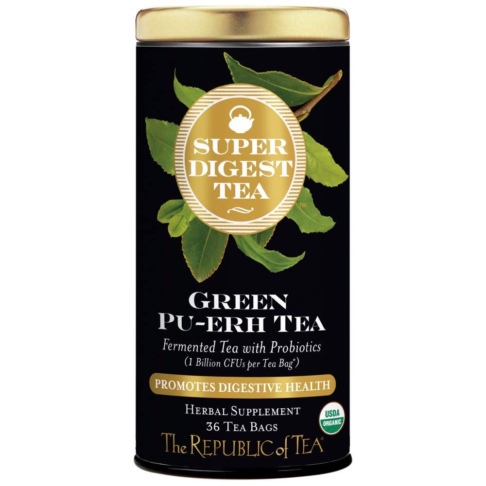 The Republic of Tea front packaging showing 36 bags and organic label benefit