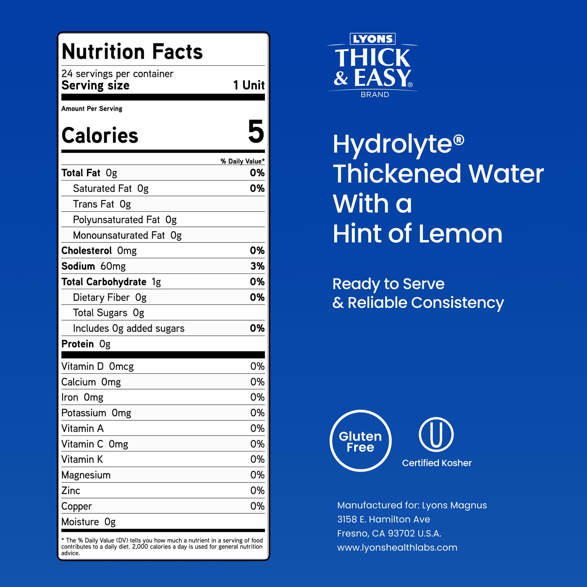 Thick & Easy nutrition label and ingredients for informed caregivers