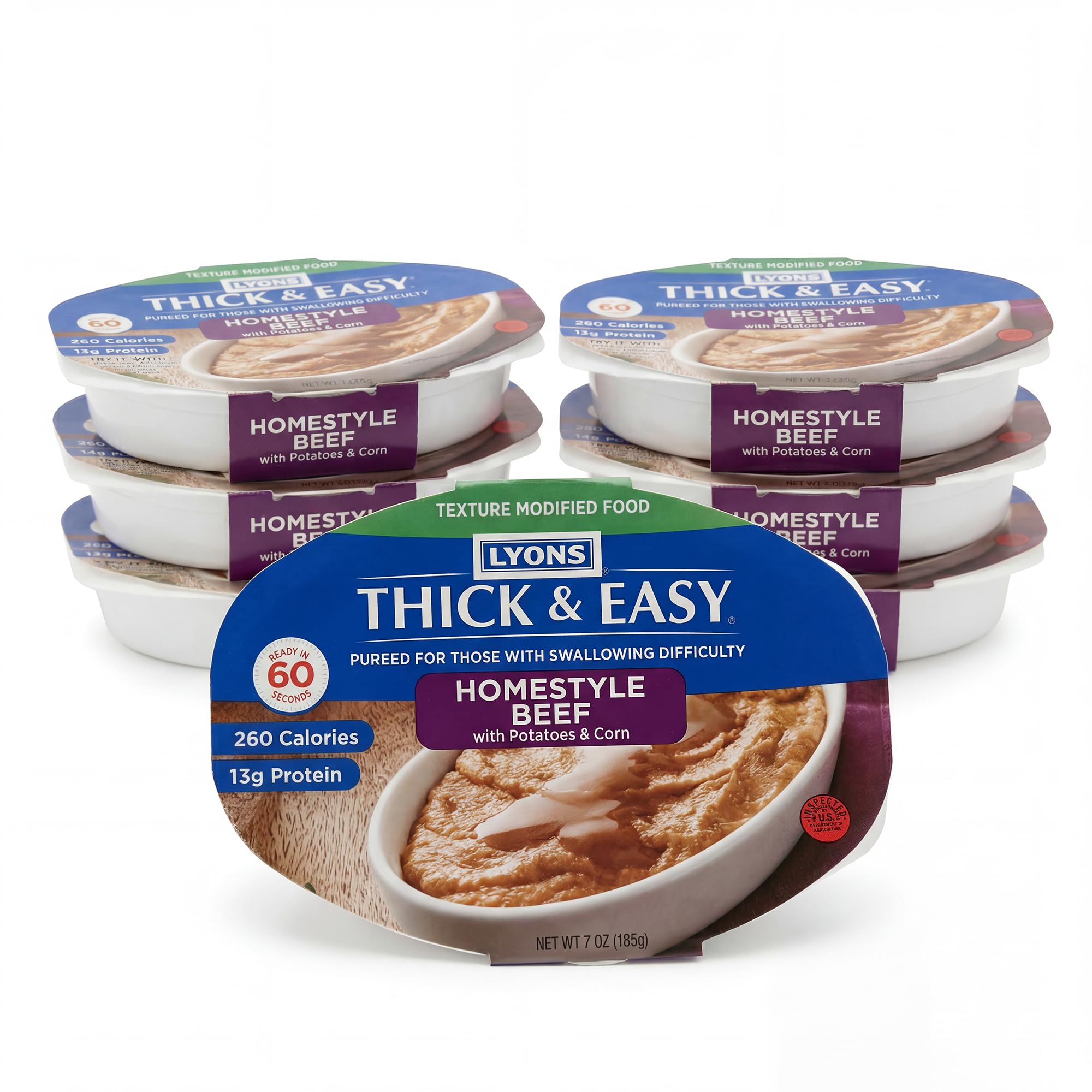Thick & Easy front packaging showing homestyle beef tray and benefits