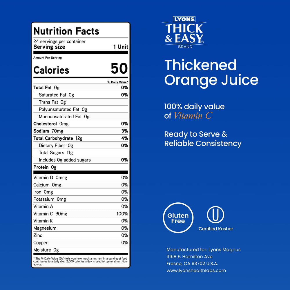 Thick & Easy 4 fl oz cup beside a hand for size comparison and portion control