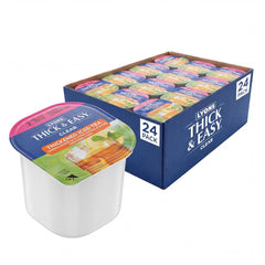 Thick & Easy front packaging showing sealed 4 fl oz cups and 24-pack convenience