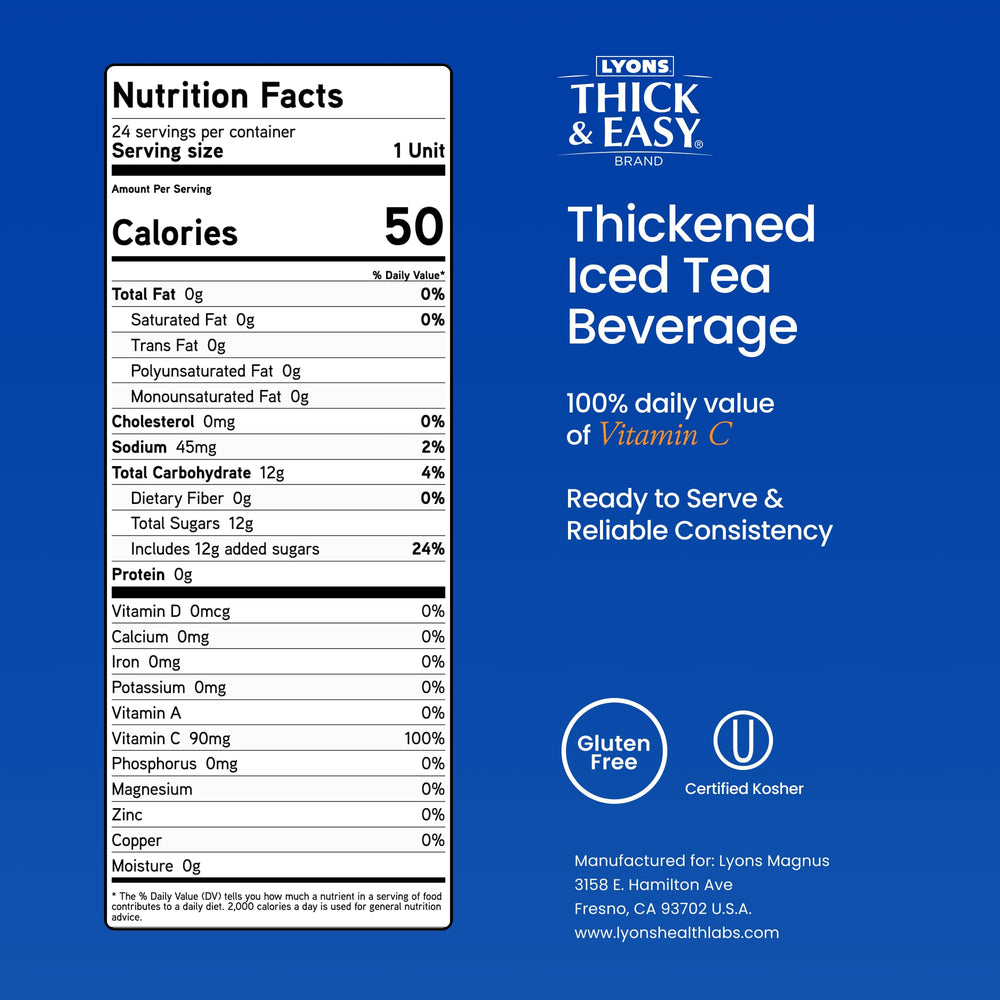 Thick & Easy cup held in hand showing portion size for simple intake control