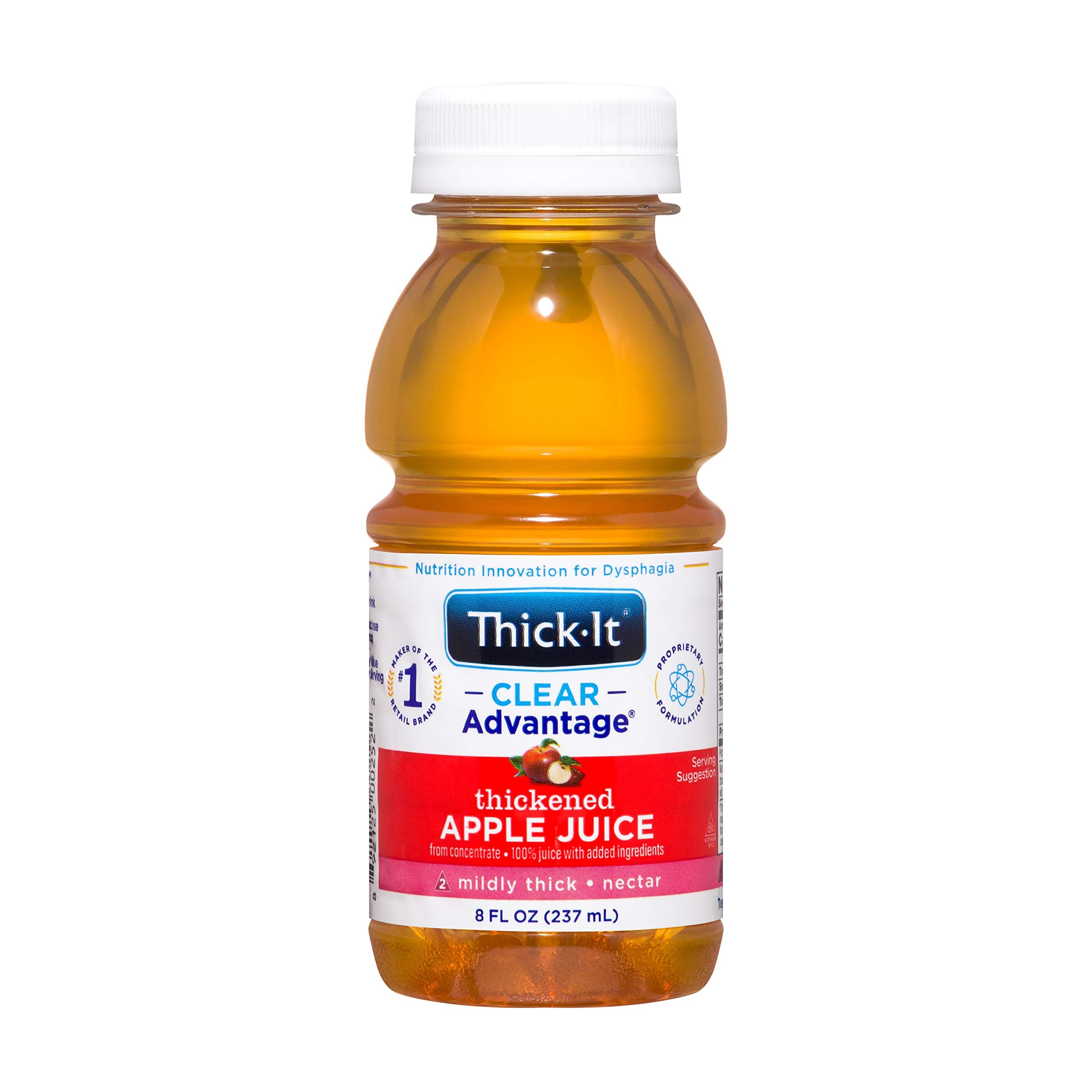 Thick-It bottle front packaging showing apple juice and 8 oz size for convenience