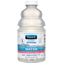 Close-up of Thick-It water clarity highlighting neutral taste advantage