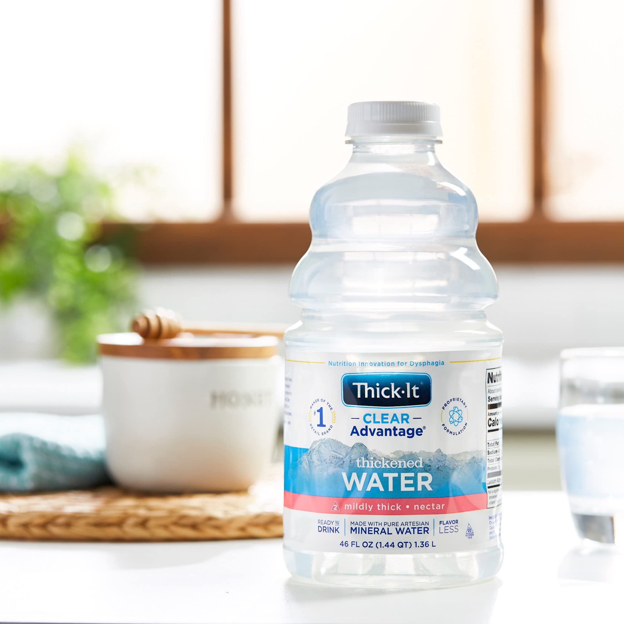 Thick-It label close-up showing ingredients and transparency benefit