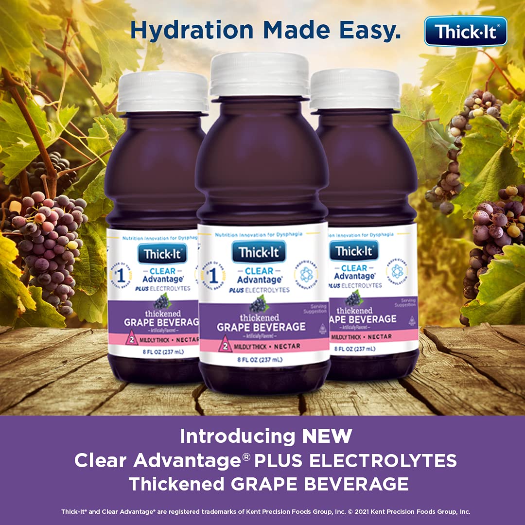 Thick-It close-up of clear grape juice texture demonstrating mild consistency