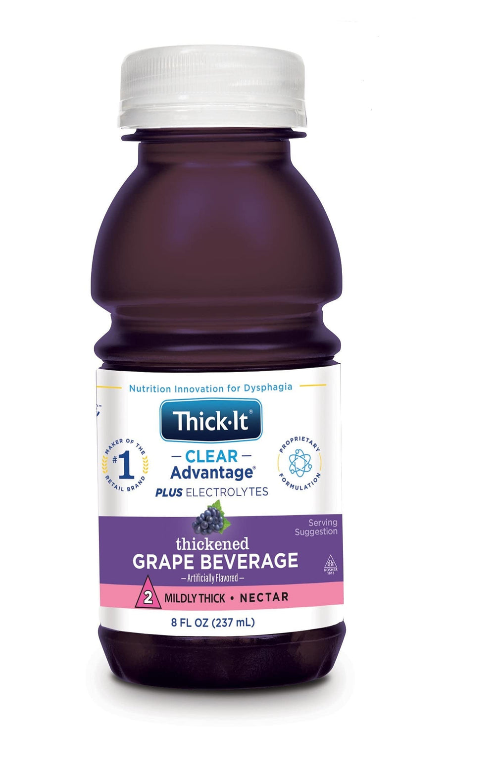 Thick-It front packaging of grape bottles showing convenience and clear labeling
