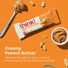 thinkThin unwrapped bar texture close-up highlights creamy peanut butter
