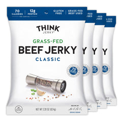 Think Jerky front packaging showing 2.2 oz bag and brand clarity for convenience