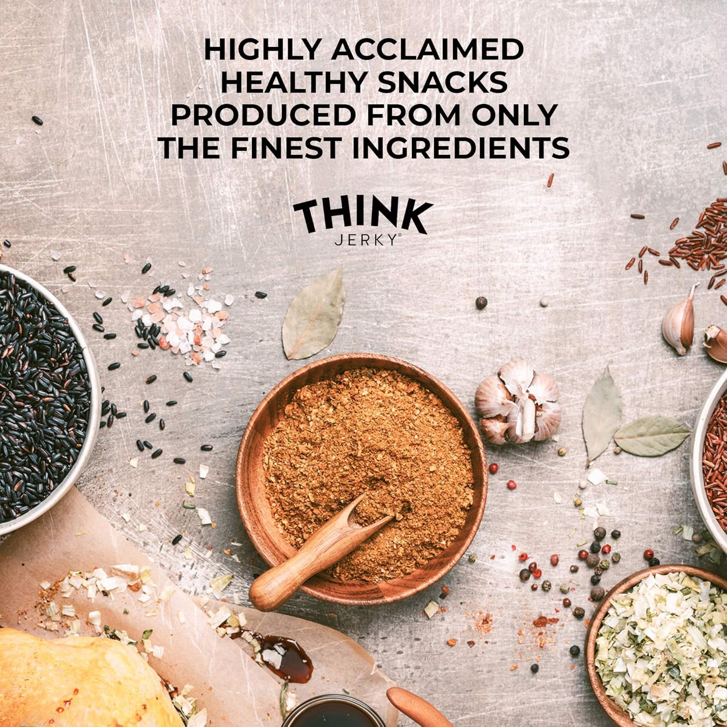 Think Jerky ingredient label detail showing grass-fed beef and no nitrates