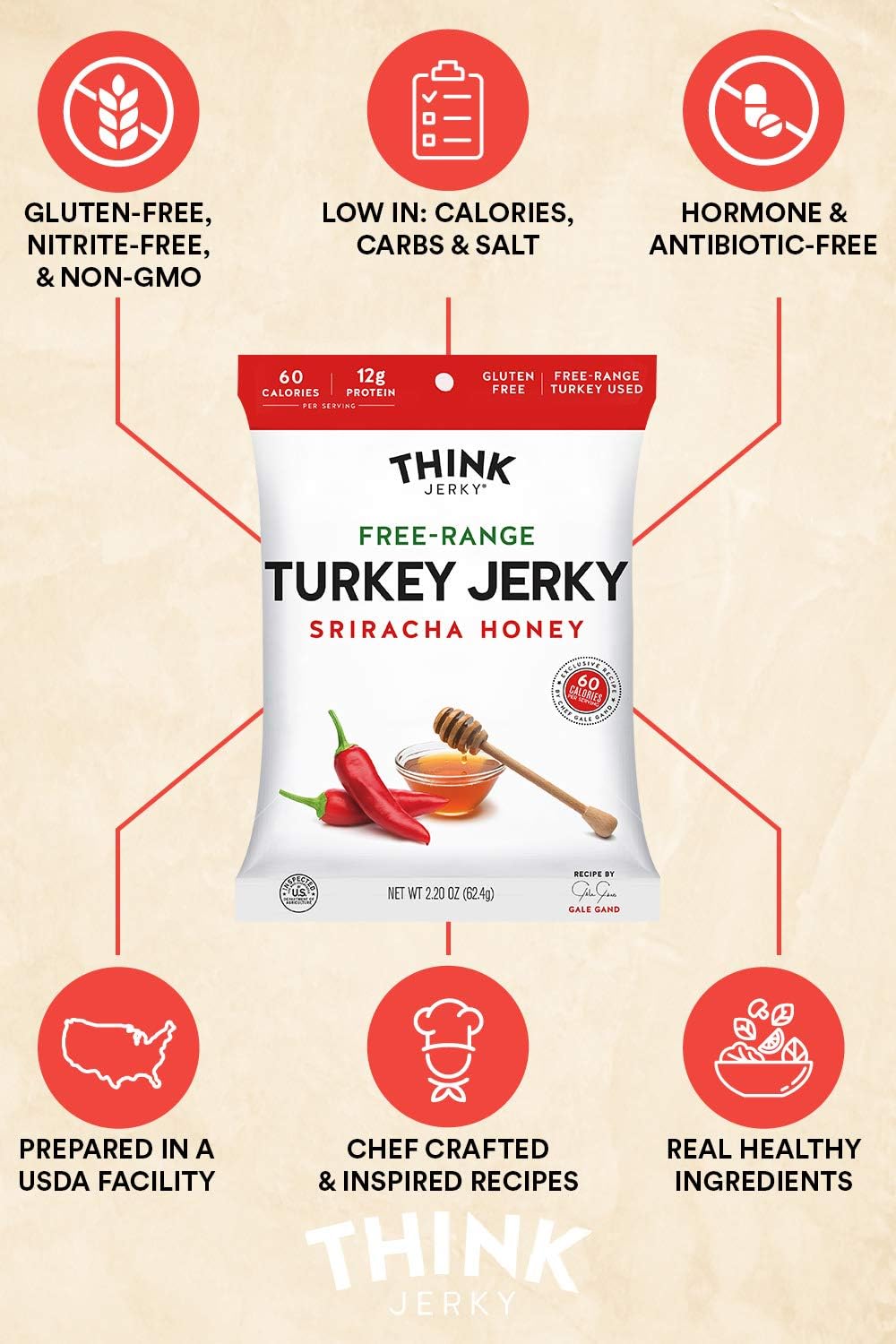 Think Jerky on kitchen table with coffee showing everyday snack lifestyle