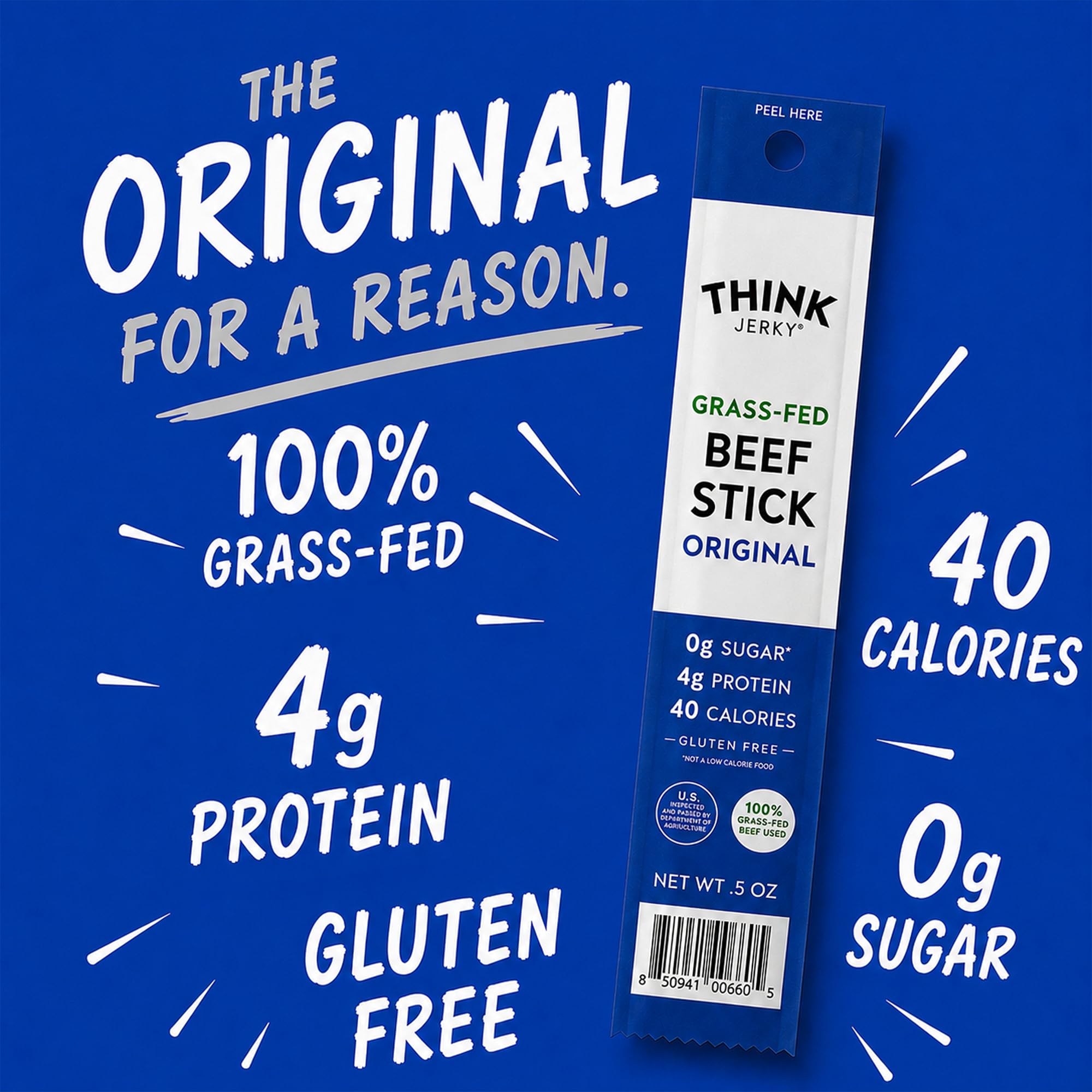 Think Jerky individually wrapped beef stick ready for on-the-go protein